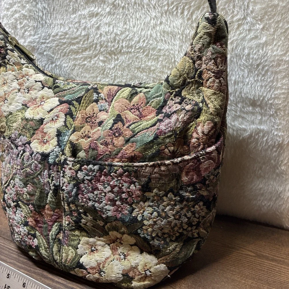 Vintage Floral Tapestry Shoulder Bag Wallet Set Multicolor Grandmacore